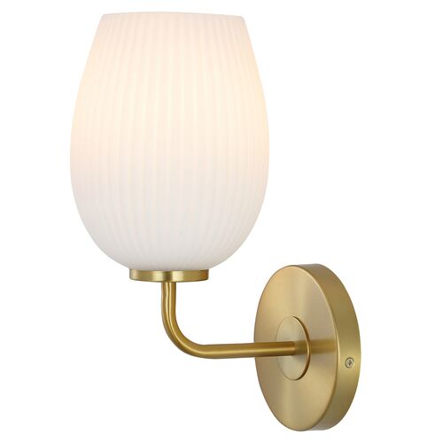 Dinah Glass Wall Sconce, Brass/Frosted White 2 Dinah Glass Wall Sconce, Brass/Frosted White
