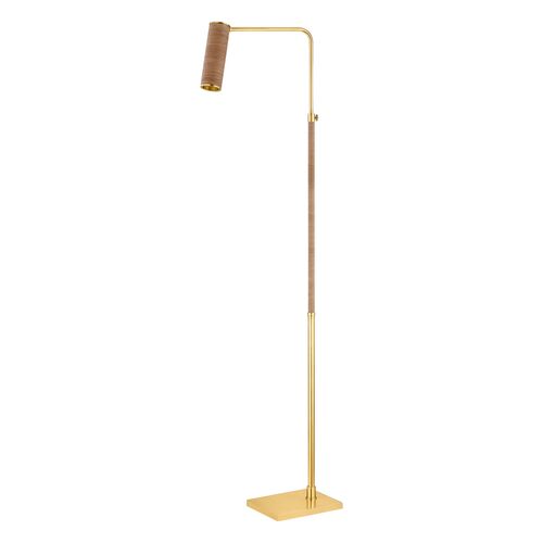 Jalenne Floor Lamp, Aged Brass/Natural Rattan 1 Jalenne Floor Lamp, Aged Brass/Natural Rattan
