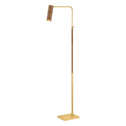 Jalenne Floor Lamp, Aged Brass/Natural Rattan 2 Jalenne Floor Lamp, Aged Brass/Natural Rattan