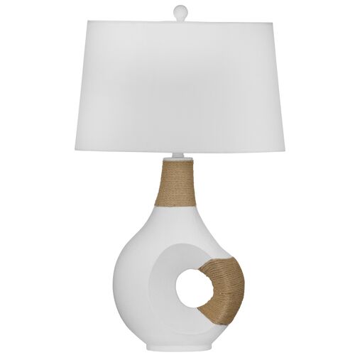 Zephyrine Rope Detail Table Lamp, Matte White/Natural