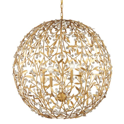 Secret Garden Iron Crystal Orb Chandelier, Gold 1 Secret Garden Iron Crystal Orb Chandelier, Gold