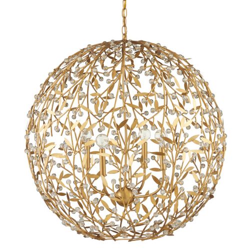 Secret Garden Iron Crystal Orb Chandelier, Gold 4 Secret Garden Iron Crystal Orb Chandelier, Gold
