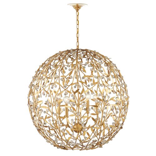 Secret Garden Iron Crystal Orb Chandelier, Gold 5 Secret Garden Iron Crystal Orb Chandelier, Gold