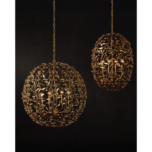 Secret Garden Iron Crystal Orb Chandelier, Gold 6 Secret Garden Iron Crystal Orb Chandelier, Gold