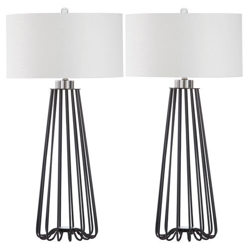 S/2 Estee Table Lamp, Black 1 S/2 Estee Table Lamp, Black