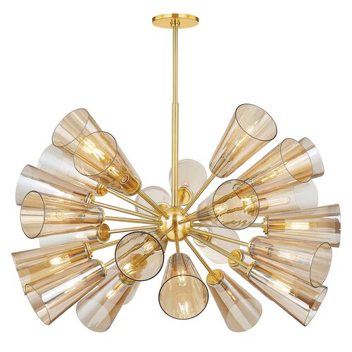 Reagan Glass Chandelier, Champagne/Aged Brass 1 Reagan Glass Chandelier, Champagne/Aged Brass