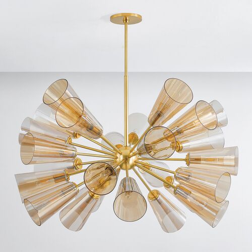 Reagan Glass Chandelier, Champagne/Aged Brass 2 Reagan Glass Chandelier, Champagne/Aged Brass
