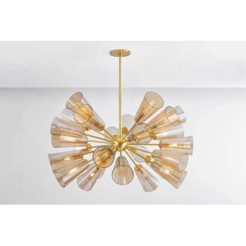 Reagan Glass Chandelier, Champagne/Aged Brass 3 Reagan Glass Chandelier, Champagne/Aged Brass