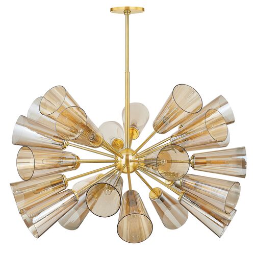 Reagan Glass Chandelier, Champagne/Aged Brass 4 Reagan Glass Chandelier, Champagne/Aged Brass