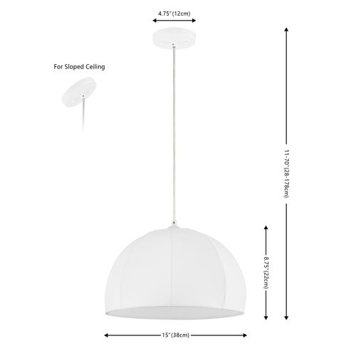 Fabien 15" Pendant, White 5 Fabien 15" Pendant, White