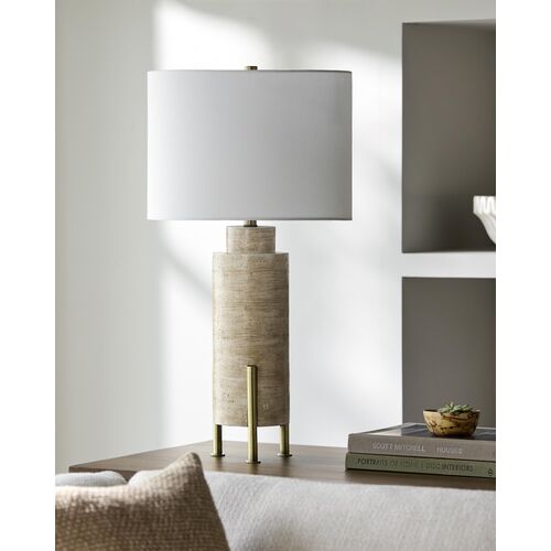 Urias Cement Table Lamp, Beige 2 Urias Cement Table Lamp, Beige