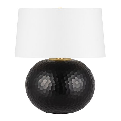 Alaric Hand-Cut Glass Ball Table Lamp, Black/White