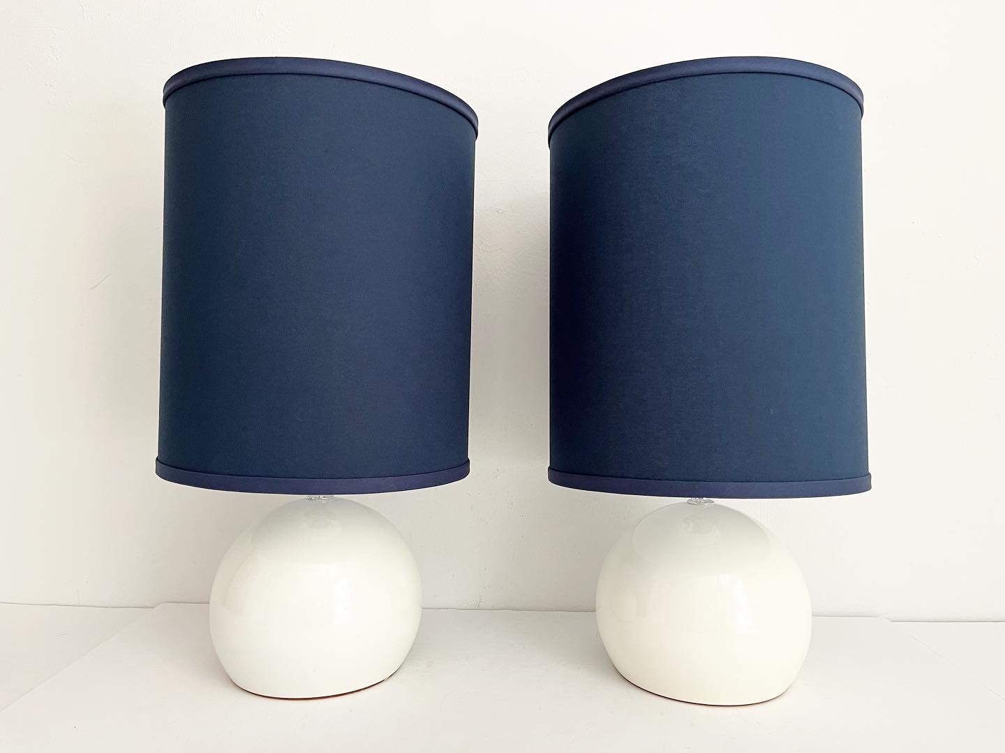 1960s Lightolier Lamps w/Shades, Pair
