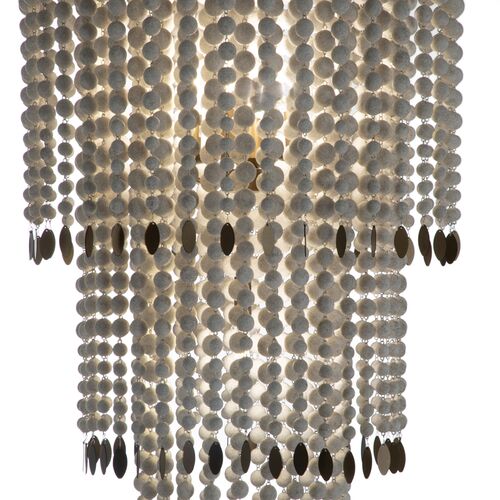 Dolores Beaded Chandelier, White/Brass 5 Dolores Beaded Chandelier, White/Brass