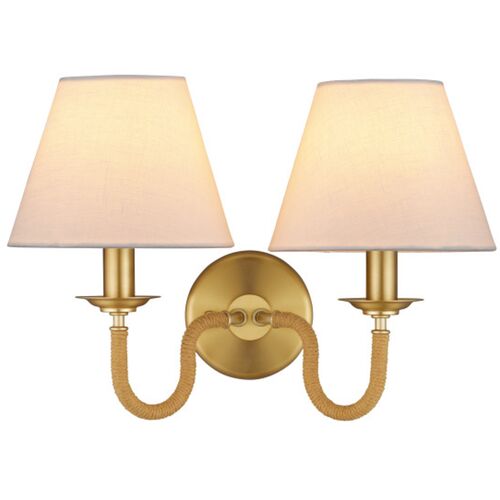 Adala Rope Wall Sconce, Natural/Brushed Brass 1 Adala Rope Wall Sconce, Natural/Brushed Brass