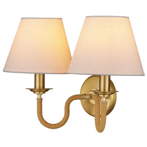 Adala Rope Wall Sconce, Natural/Brushed Brass 3 Adala Rope Wall Sconce, Natural/Brushed Brass