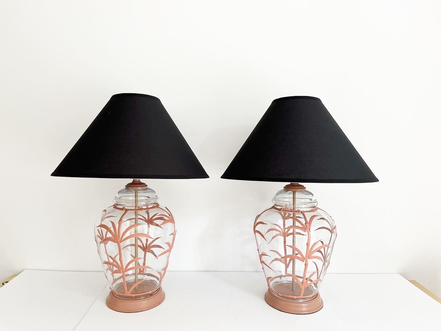 Terracotta Palm Tree Lamps & Shades/Pair 1 Terracotta Palm Tree Lamps & Shades/Pair