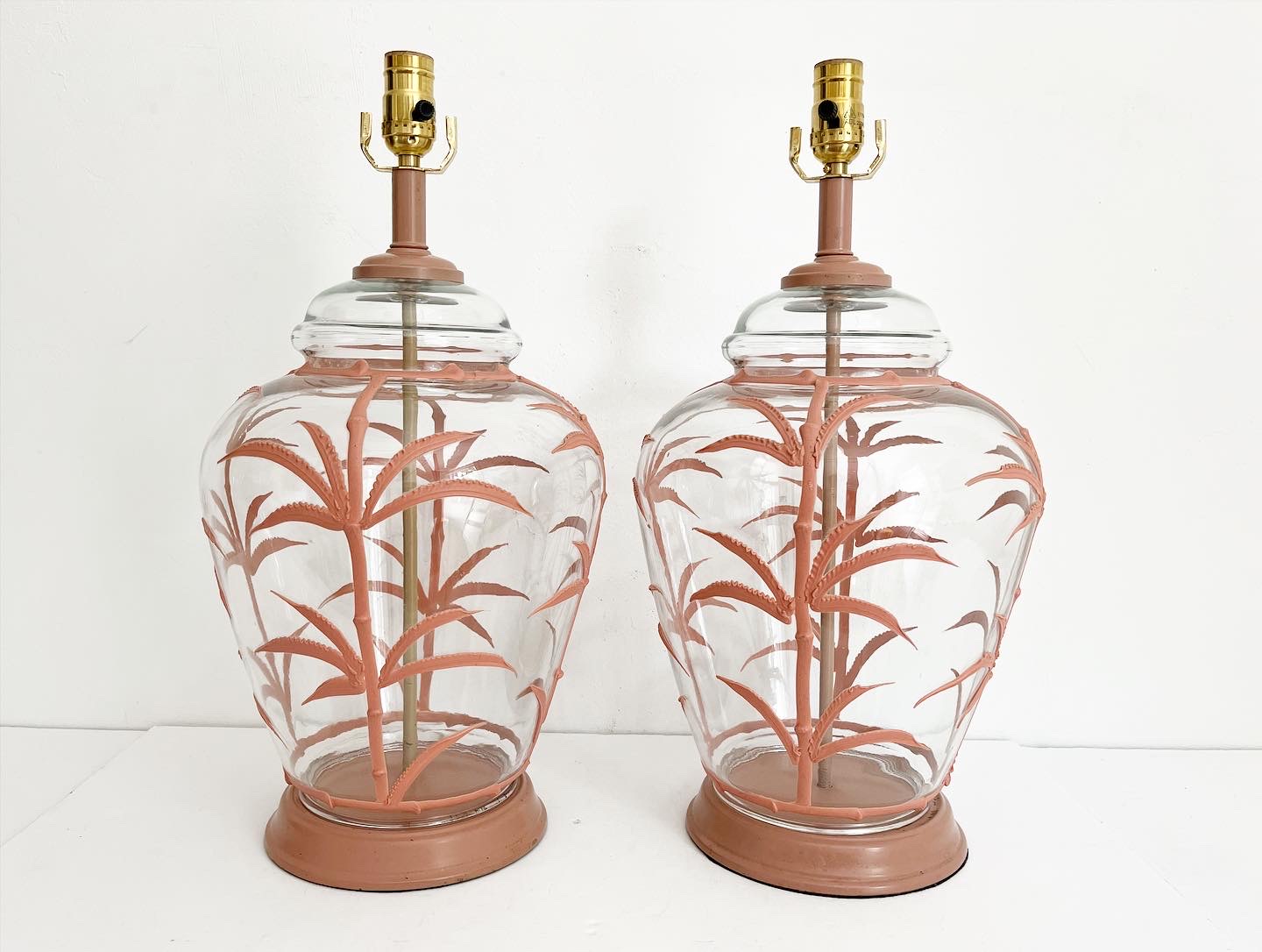 Terracotta Palm Tree Lamps & Shades/Pair 6 Terracotta Palm Tree Lamps & Shades/Pair
