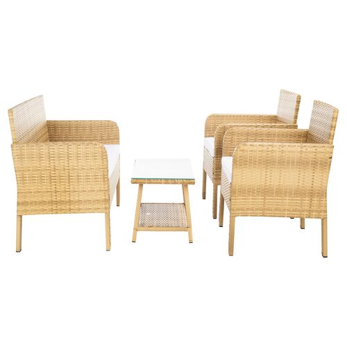 Callipso 4-Pc Outdoor Lounge Set, Nautral/White
