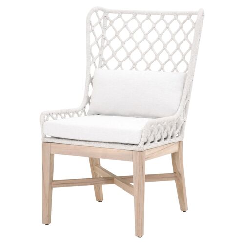Ann Outdoor Rope Wingback Chair, Gray/White