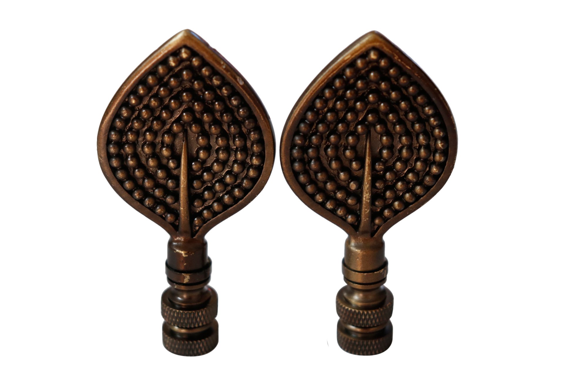 Antiqued Brass Lamp Finials - a Pair