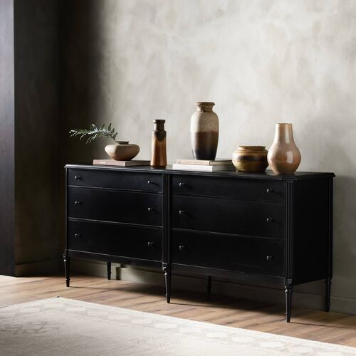 Malachi 6-Drawer Dresser, Black Iron 2 Malachi 6-Drawer Dresser, Black Iron