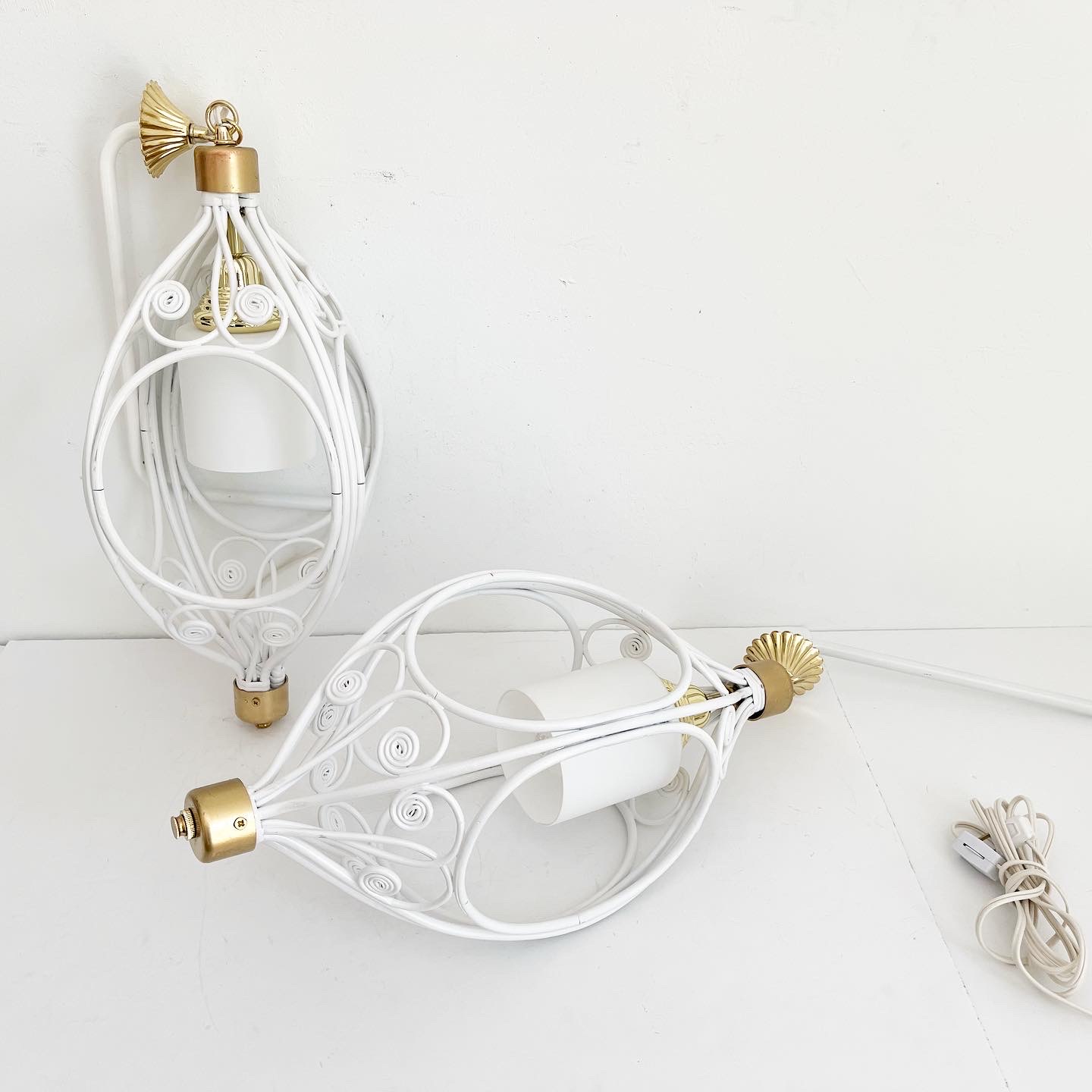 1970s Rattan Wall Lights, Pair 3 1970s Rattan Wall Lights, Pair