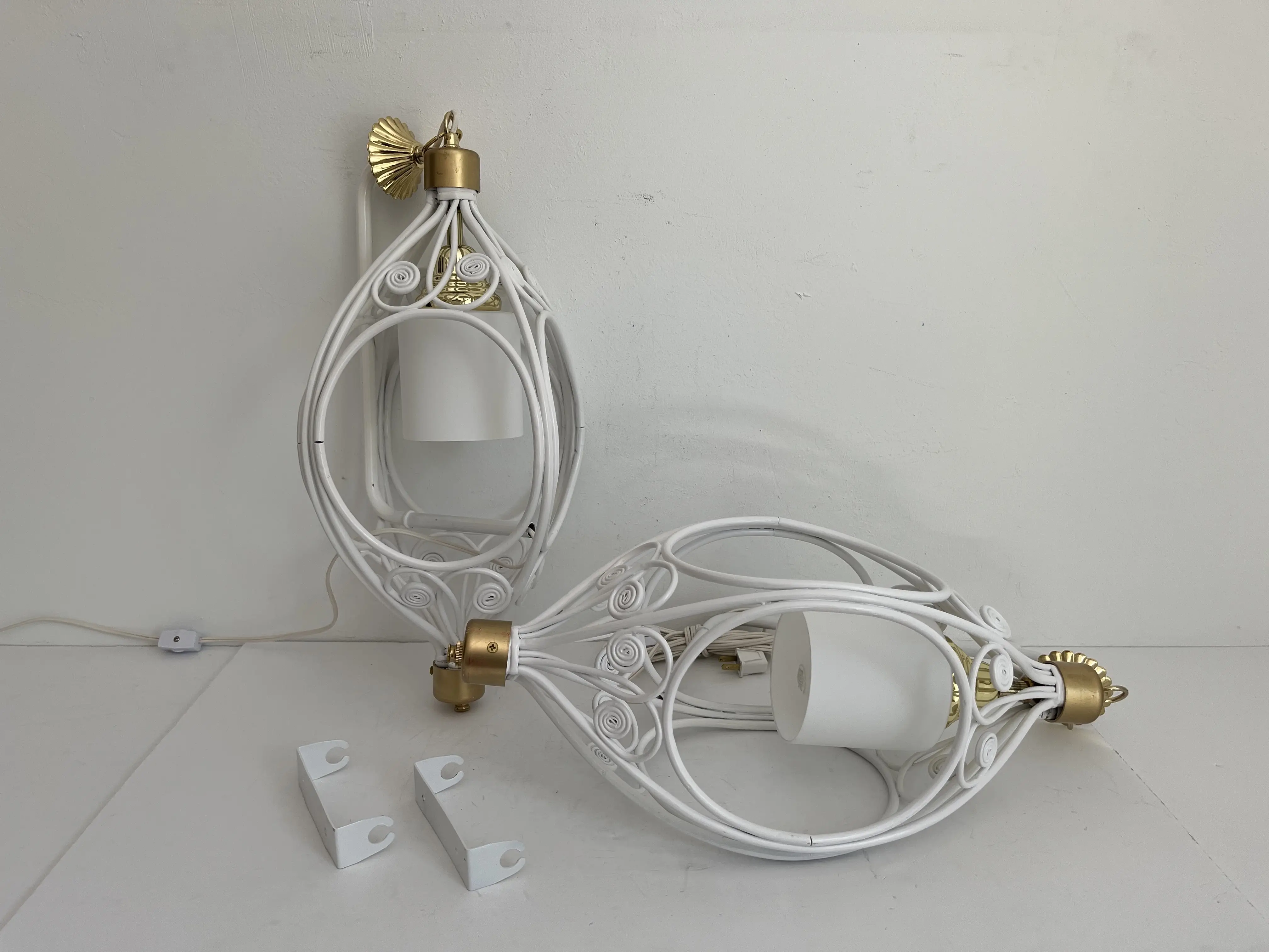 1970s Rattan Wall Lights, Pair 7 1970s Rattan Wall Lights, Pair