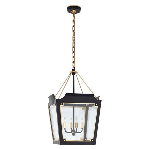Caddo Small Glass Lantern, Matte Black With Gild 1 Caddo Small Glass Lantern, Matte Black With Gild