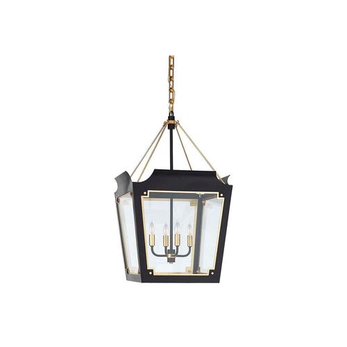 Caddo Small Glass Lantern, Matte Black With Gild 2 Caddo Small Glass Lantern, Matte Black With Gild