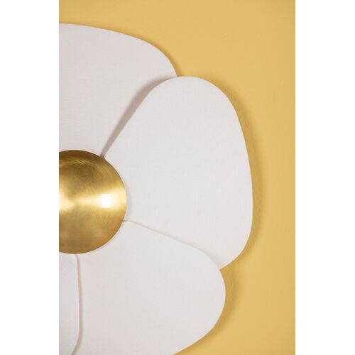 Madeline 7.75" Flush Mount, Aged Brass/White Linen 4 Madeline 7.75" Flush Mount, Aged Brass/White Linen