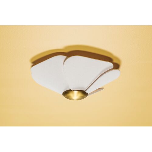 Madeline 7.75" Flush Mount, Aged Brass/White Linen 5 Madeline 7.75" Flush Mount, Aged Brass/White Linen