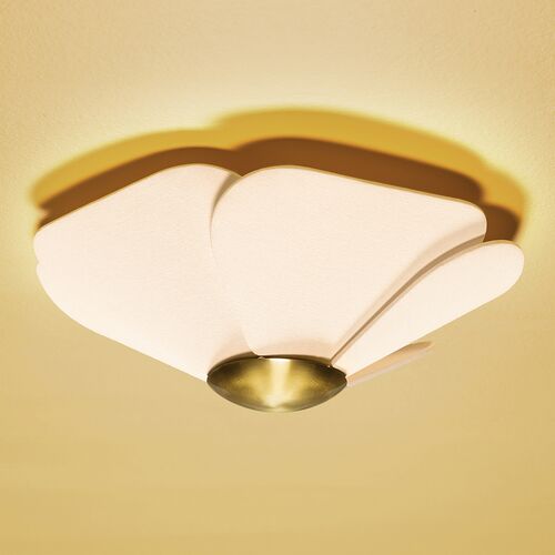 Madeline 7.75" Flush Mount, Aged Brass/White Linen 6 Madeline 7.75" Flush Mount, Aged Brass/White Linen
