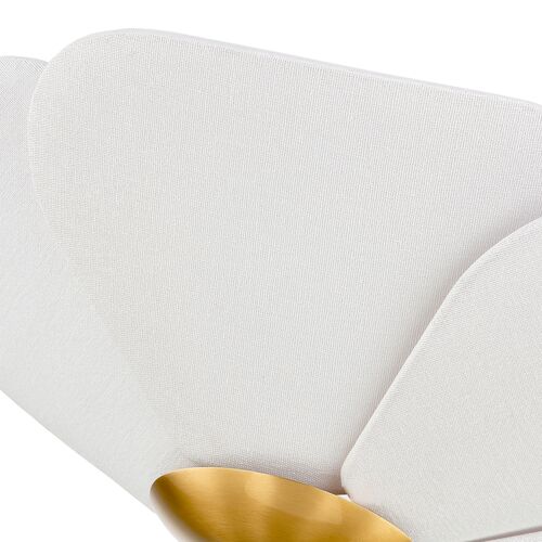 Madeline 7.75" Flush Mount, Aged Brass/White Linen 7 Madeline 7.75" Flush Mount, Aged Brass/White Linen