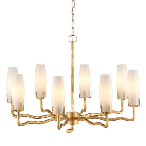 Mathilda Glass Chandelier, White/Matte Gold 1 Mathilda Glass Chandelier, White/Matte Gold