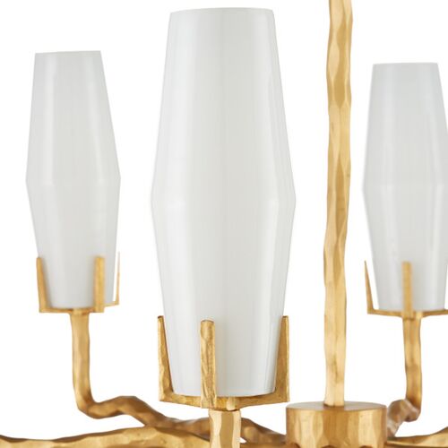 Mathilda Glass Chandelier, White/Matte Gold 2 Mathilda Glass Chandelier, White/Matte Gold