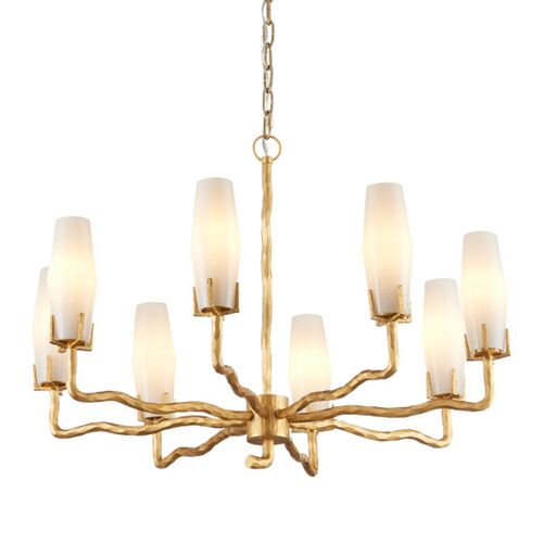 Mathilda Glass Chandelier, White/Matte Gold 3 Mathilda Glass Chandelier, White/Matte Gold