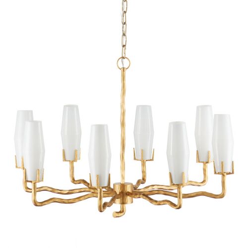 Mathilda Glass Chandelier, White/Matte Gold 4 Mathilda Glass Chandelier, White/Matte Gold