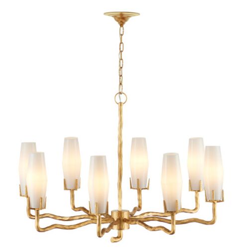 Mathilda Glass Chandelier, White/Matte Gold 5 Mathilda Glass Chandelier, White/Matte Gold