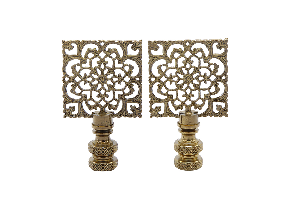 Antiqued Brass Lamp Finials - a Pair