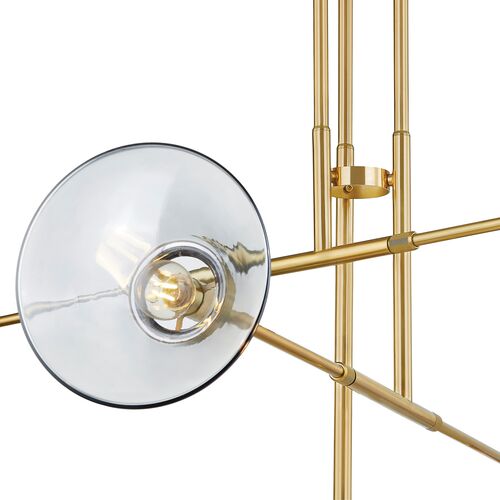 Leland 6-Light Chandelier, Aged Brass/Smoky Glass 5 Leland 6-Light Chandelier, Aged Brass/Smoky Glass