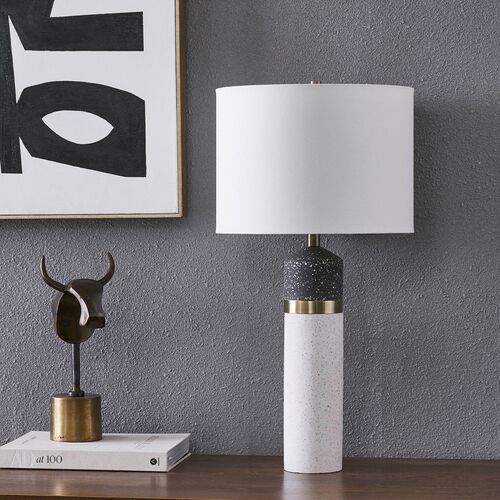 Flint Terrazzo Table Lamp, Black/White Speckled 2 Flint Terrazzo Table Lamp, Black/White Speckled