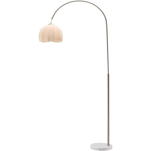 Wilda Task Floor Lamp, Nickel/White Marble 1 Wilda Task Floor Lamp, Nickel/White Marble