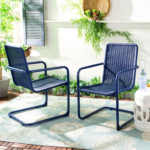 S/2 Outdoor Hutton Chairs, Navy 10 S/2 Outdoor Hutton Chairs, Navy
