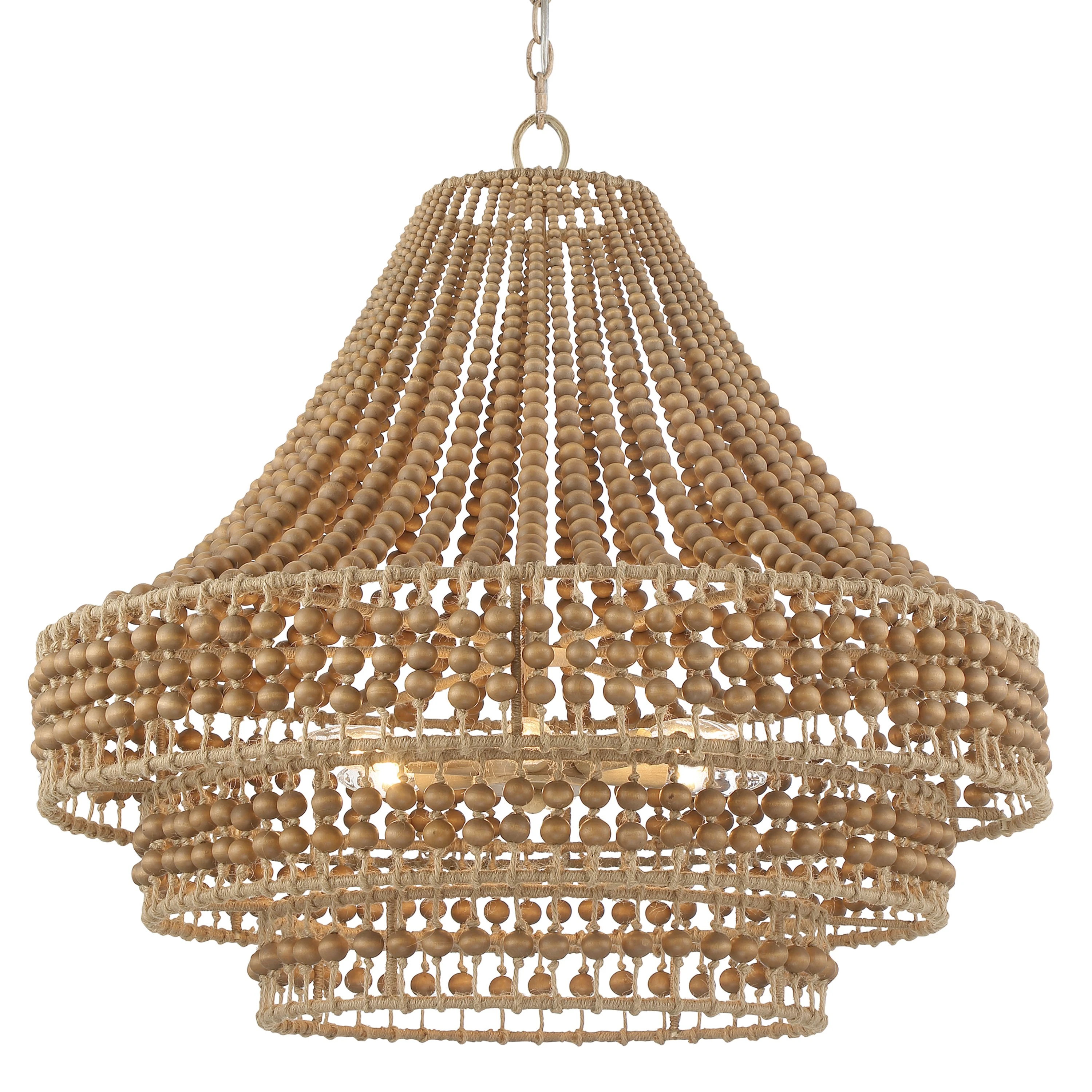 Silas 6-Light Beaded Chandelier, Natural Jute 14 Silas 6-Light Beaded Chandelier, Natural Jute