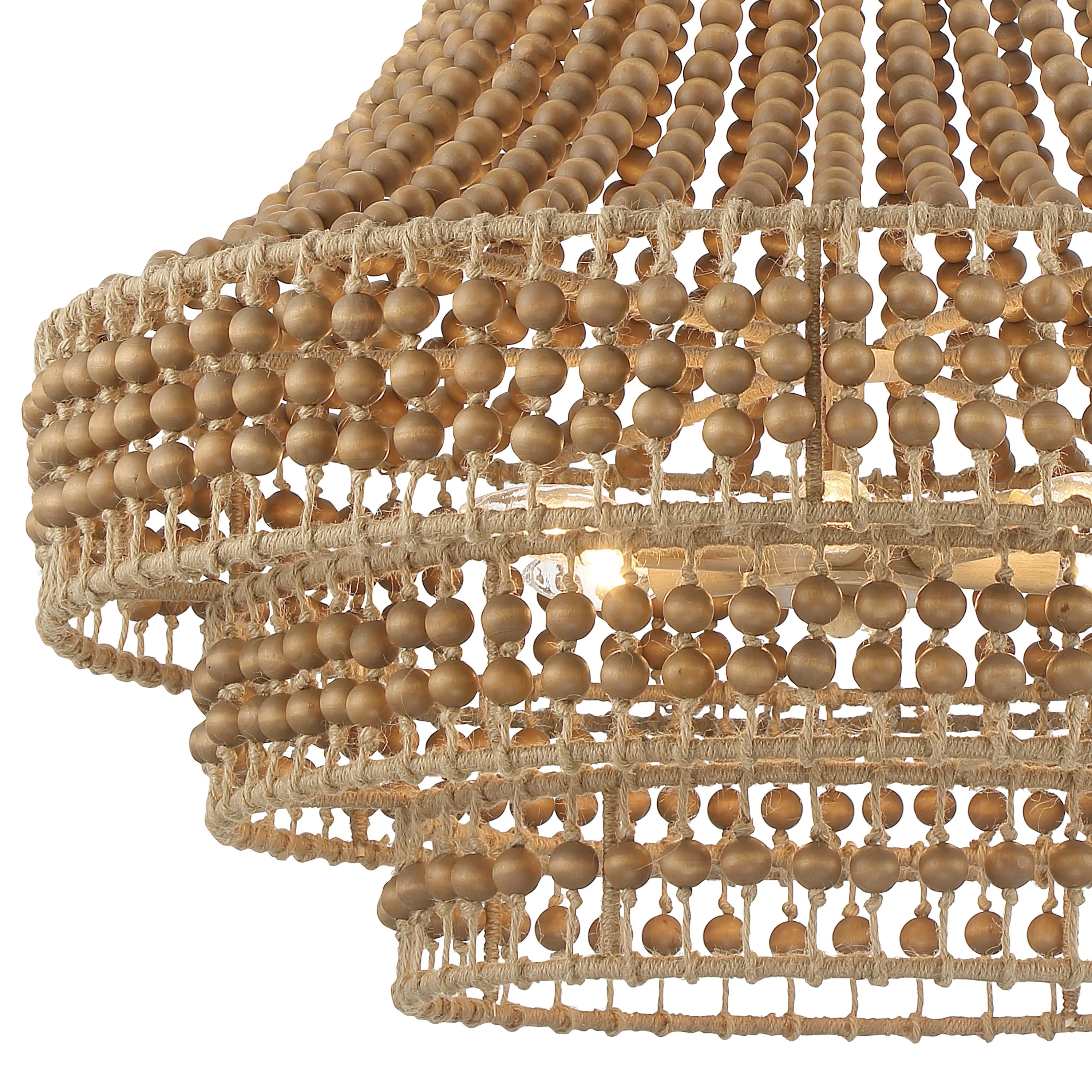 Silas 6-Light Beaded Chandelier, Natural Jute 6 Silas 6-Light Beaded Chandelier, Natural Jute