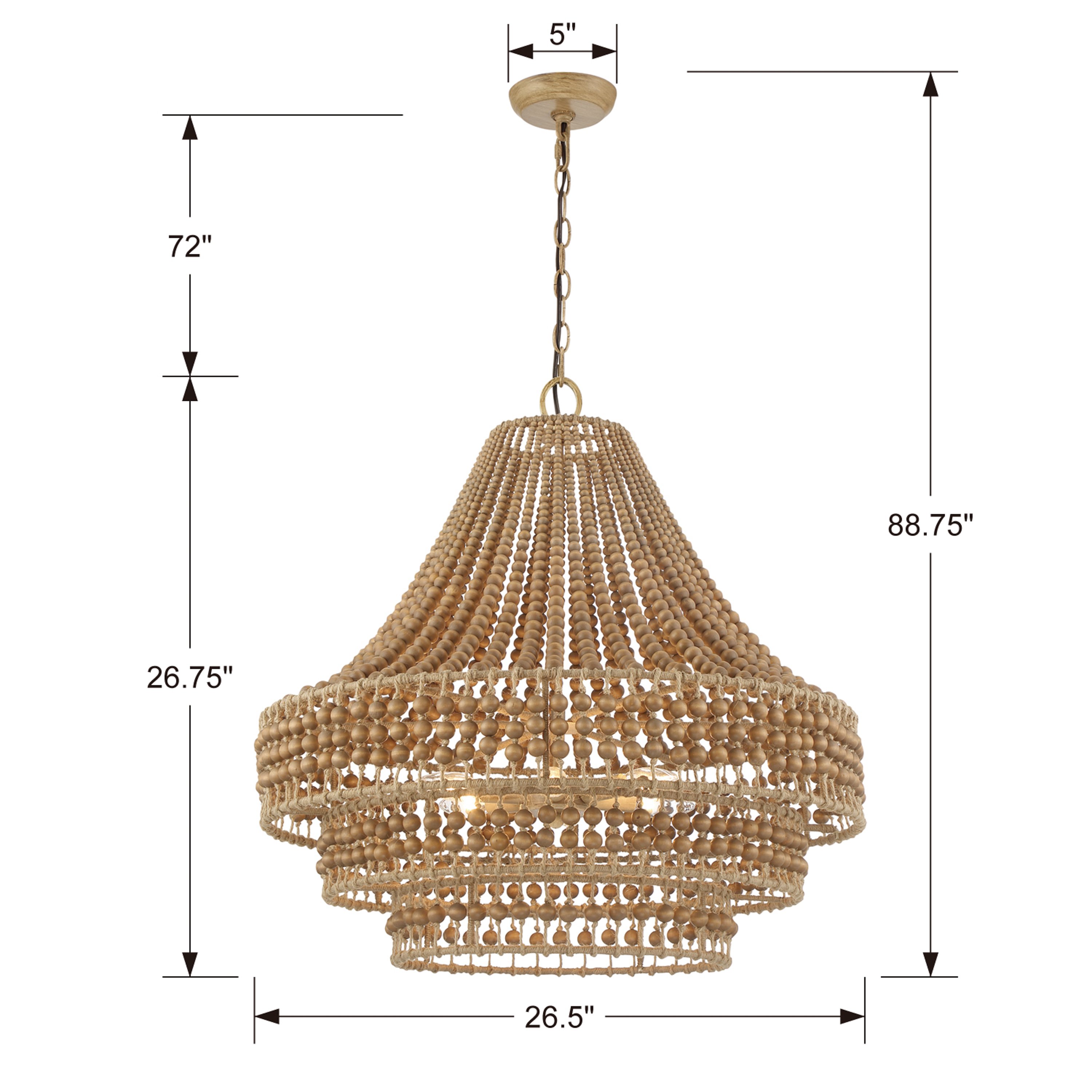 Silas 6-Light Beaded Chandelier, Natural Jute 9 Silas 6-Light Beaded Chandelier, Natural Jute