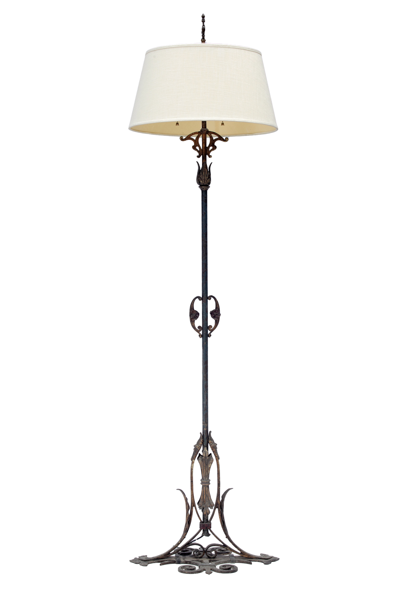 Art Noveau Bronze & Iron Floor Lamp 1 Art Noveau Bronze & Iron Floor Lamp