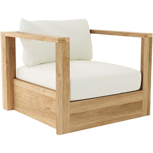 Zavira Outdoor Teak Deep Seating Armchair, Sunbrella
