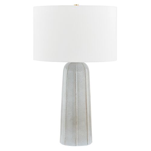 Kel 26" Table Lamp, Aged Brass/ Ceramic Reactive Ash 1 Kel 26" Table Lamp, Aged Brass/ Ceramic Reactive Ash